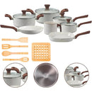 Kit Completo Almira de 10 Piezas de Acero Inoxidable con Recubrimiento Cerámico y Mangos de Madera