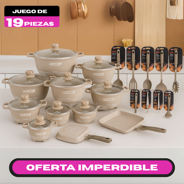 Conjunto de Ollas de Cerámica 19 Piezas Antiadherentes [ÚLTIMAS UNIDADES]