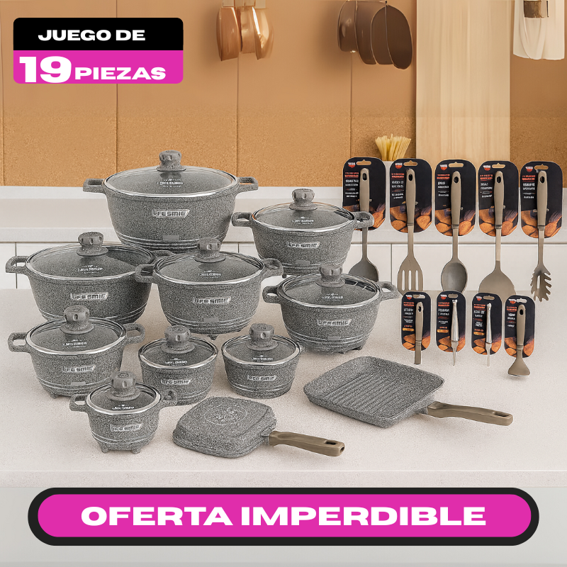 Conjunto de Ollas de Cerámica 19 Piezas Antiadherentes [ÚLTIMAS UNIDADES]